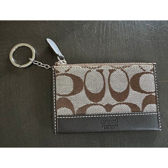 Coach Wallet Key Card Coin Holder Color: Brown Canvas leather - Picture 1 of 4